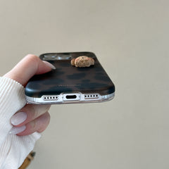 Leopard print cartoon puppy head phone case