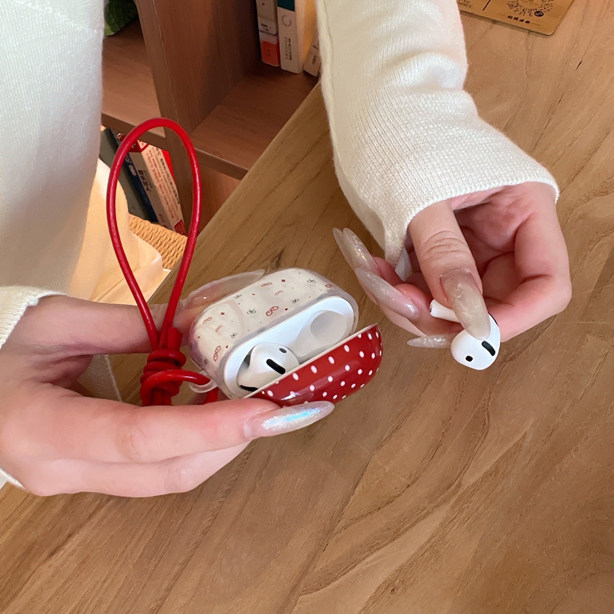 Polka dot bow wings AidPods earphone case