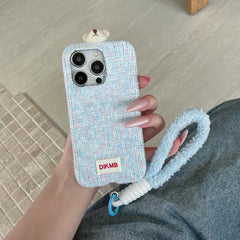 Two-tone corduroy bear and rabbit head phone case