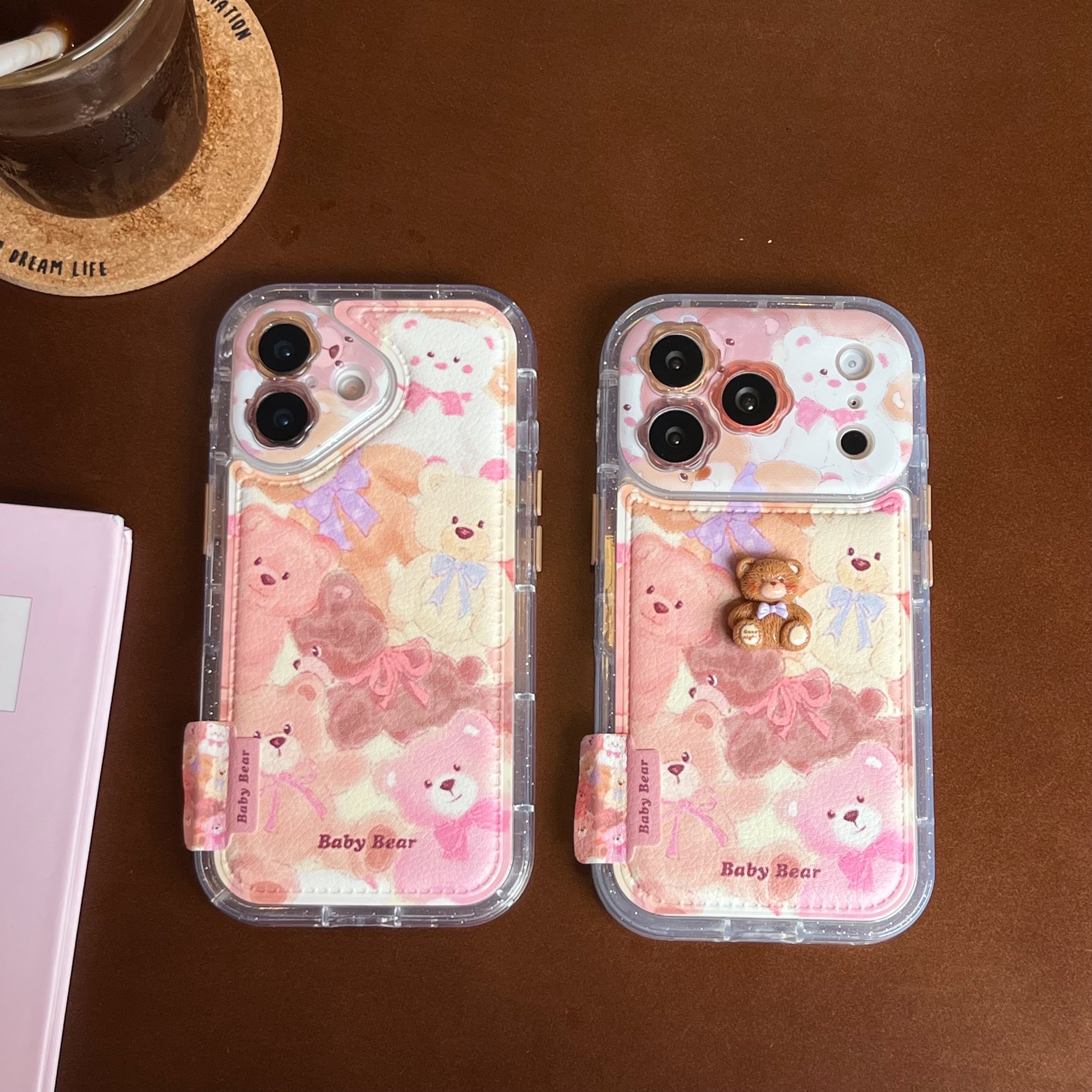 Oil painting graffiti 3D bear and flower phone case