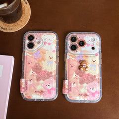 Oil painting graffiti 3D bear and flower phone case