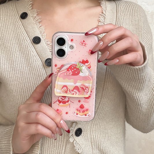 Blush Tone Full Print Strawberry Cake Shaker Phone Case for iPhone 13-17 Pro Max