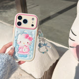 Load image into Gallery viewer, Snowflake hugging a snowman Kitty rounded 3D leather texture phone case