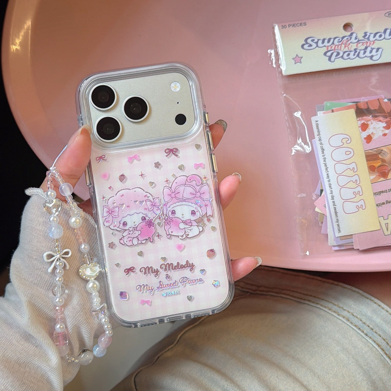 Sweet Strawberry Melody & Piano Case | Gilded Kawaii Aesthetic