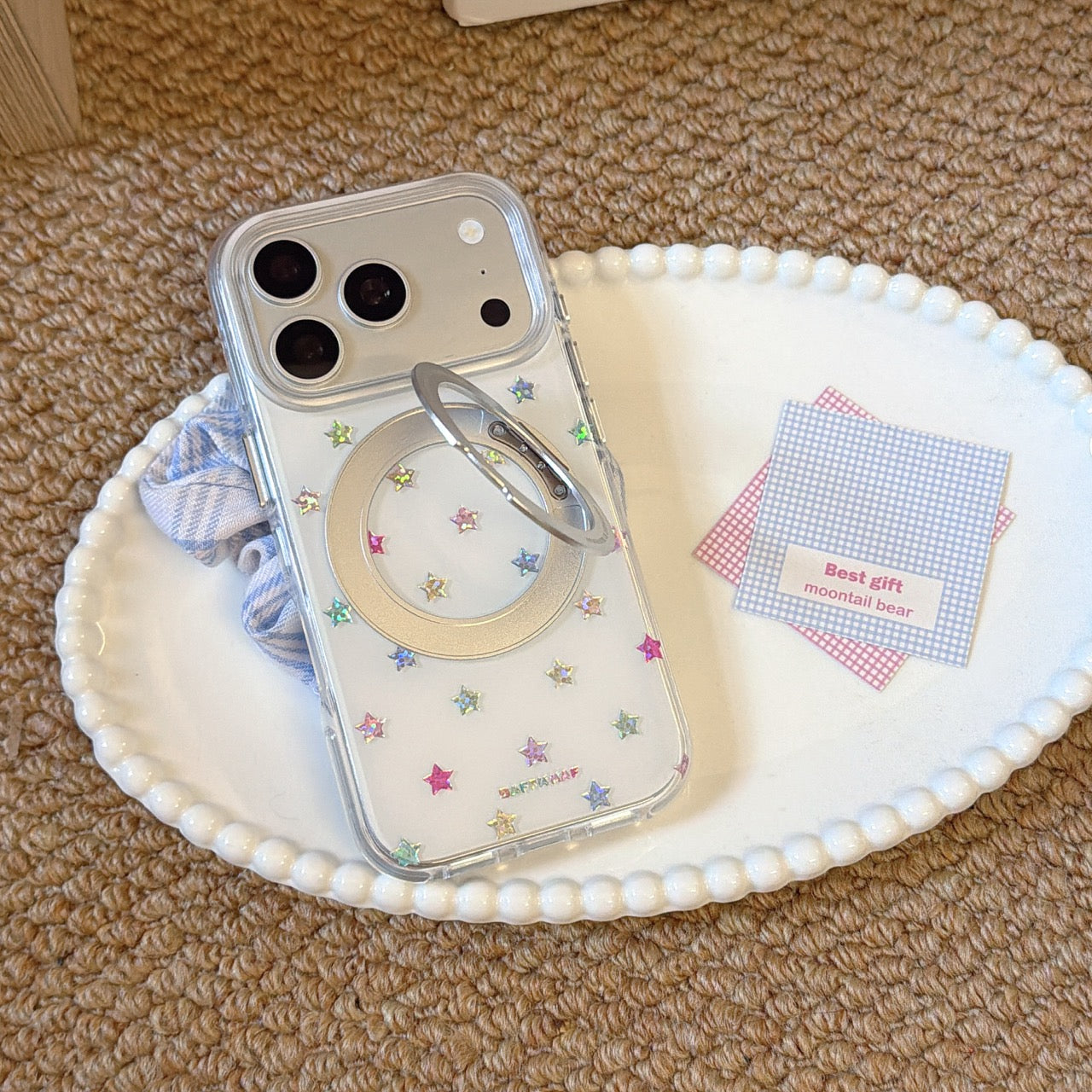 Aesthetic Colorful Stars iPhone Case with 360° Rotating Kickstand