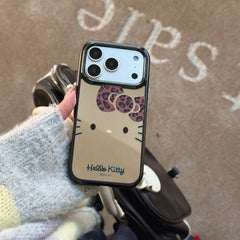 Leopard print bow Kitty mirrored rounded edge space shell