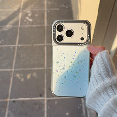 Colored gemstone spider web electroplated edge epoxy phone case