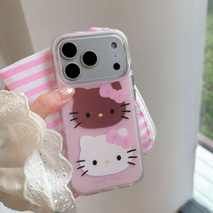 Bold Pink & Black Kitty iPhone Case | Retro Kawaii Graphic Cover