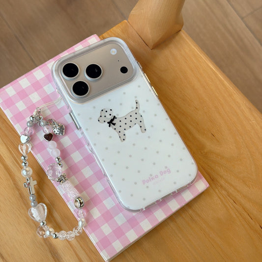 Playful Polka Dot Puppy iPhone Case | Cute Animal IMD Cover