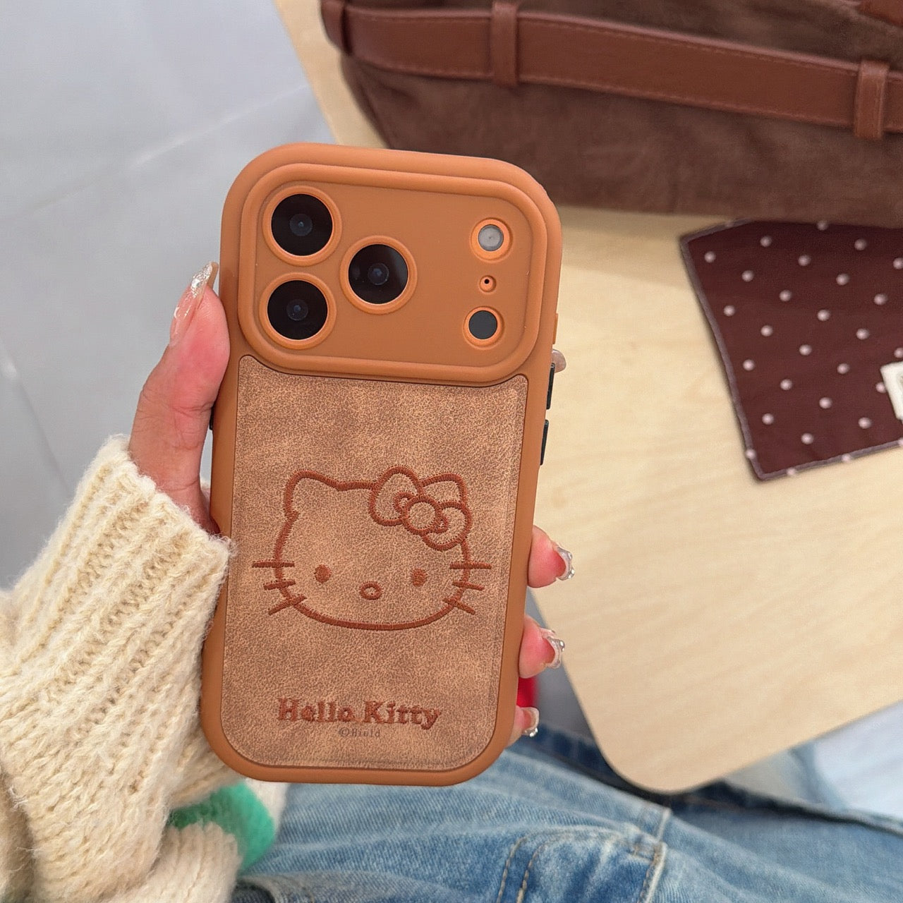 3D Kitty Head Embroidered Phone Case
