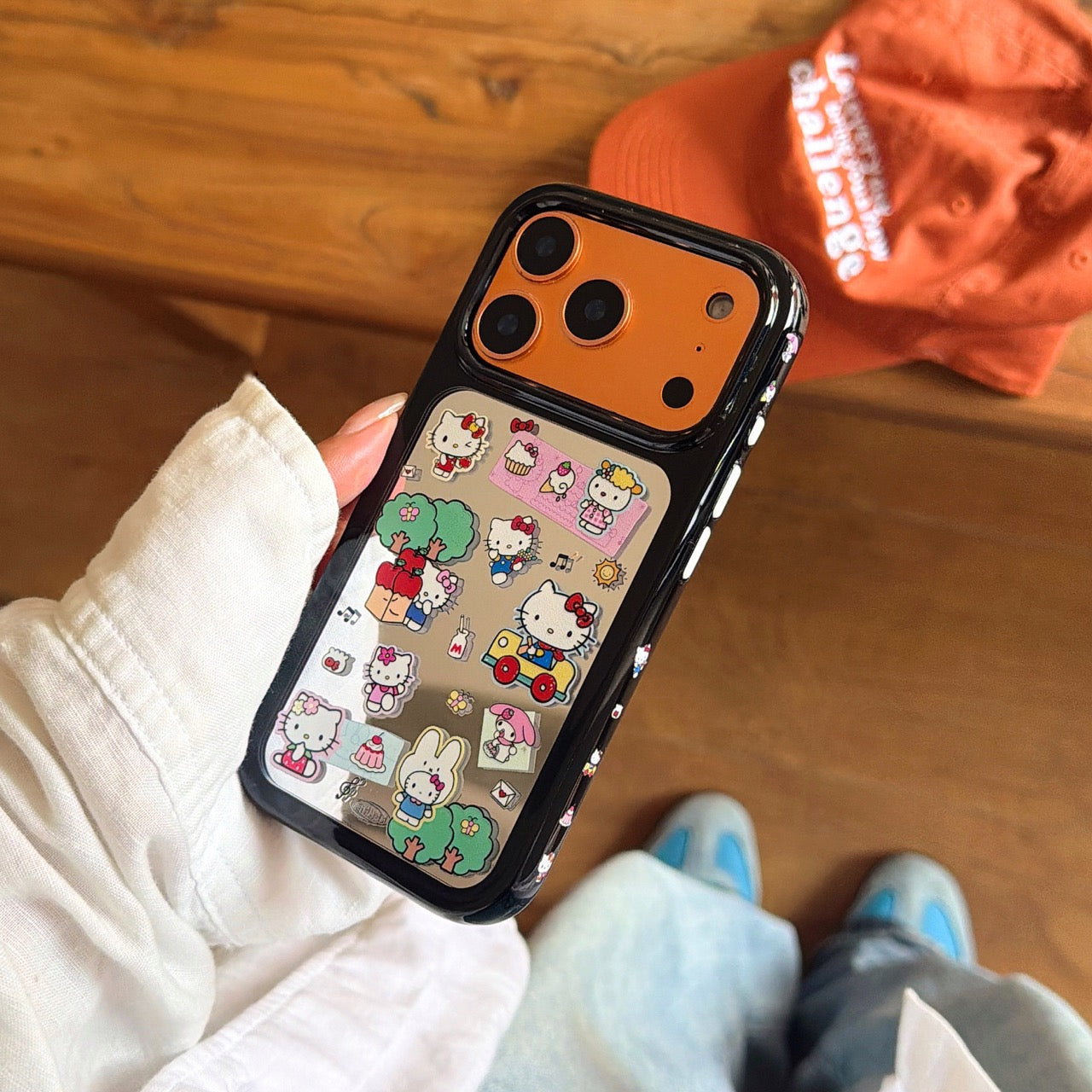 Vacation Kitty Aesthetic Mirror Case | Y2K Space Shell Edition