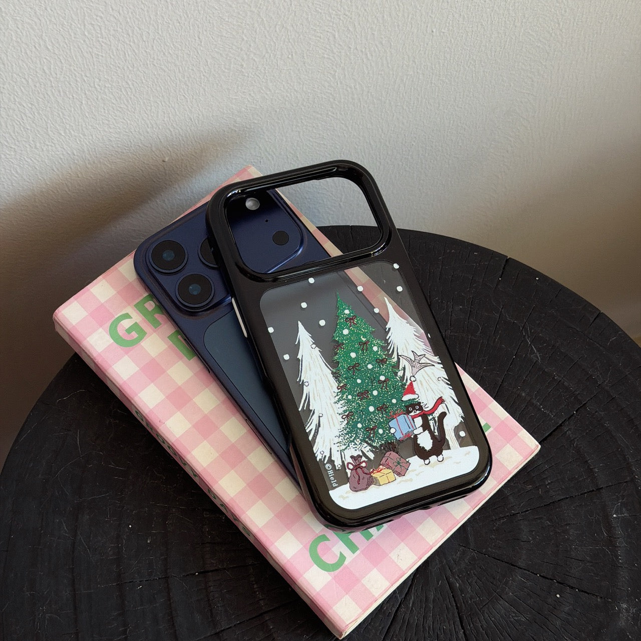 Christmas Black Kitten Round Edge Phone Case