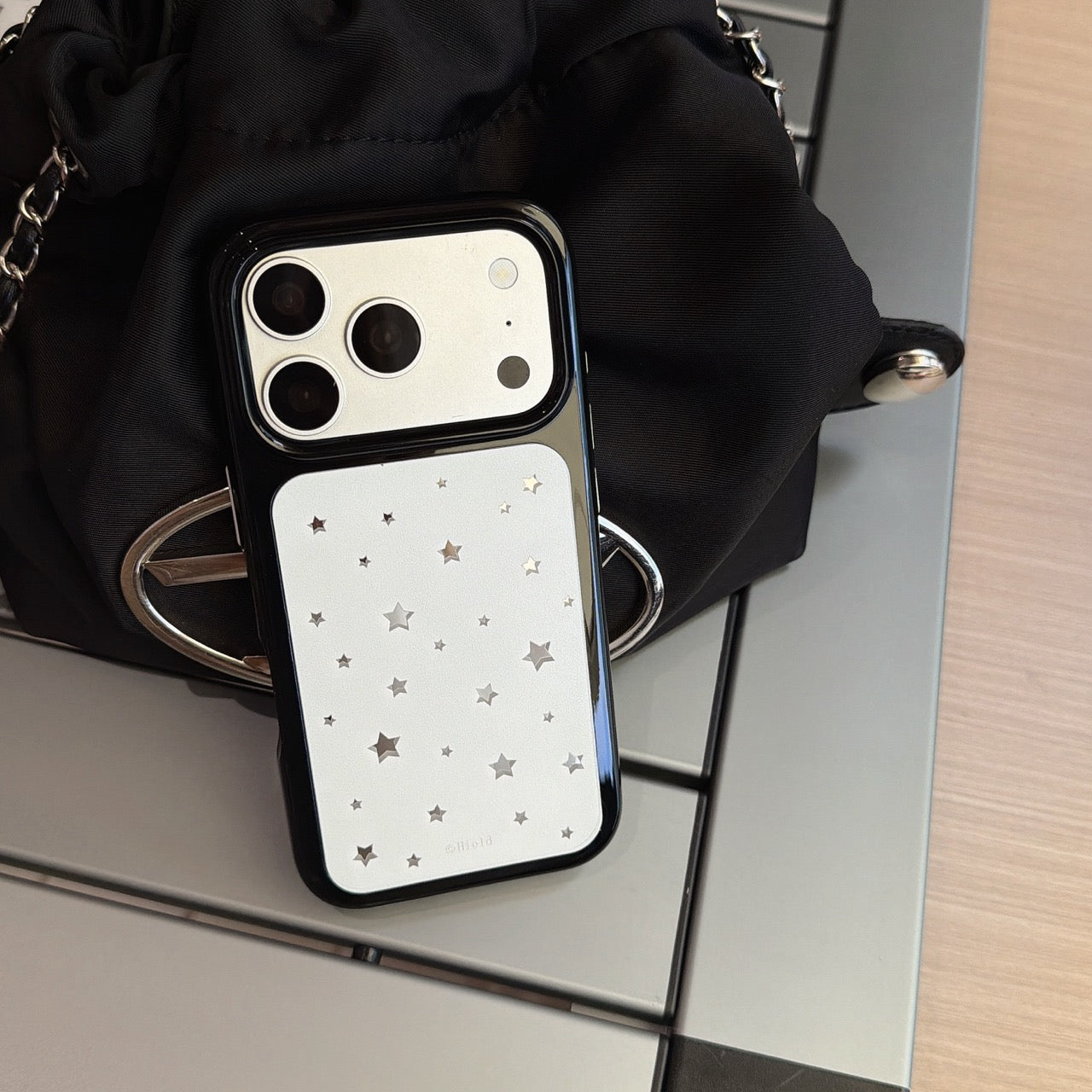 Celestial White Starfield Mirror Case | Y2K Reflective Space Shell