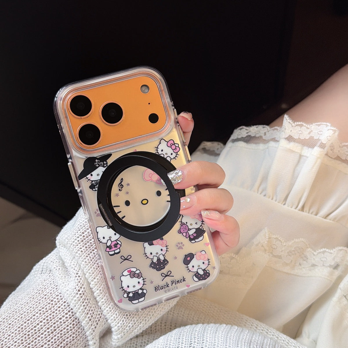 Sweet & Cool Pink Bow Kitty iPhone Case with Built-in Stand