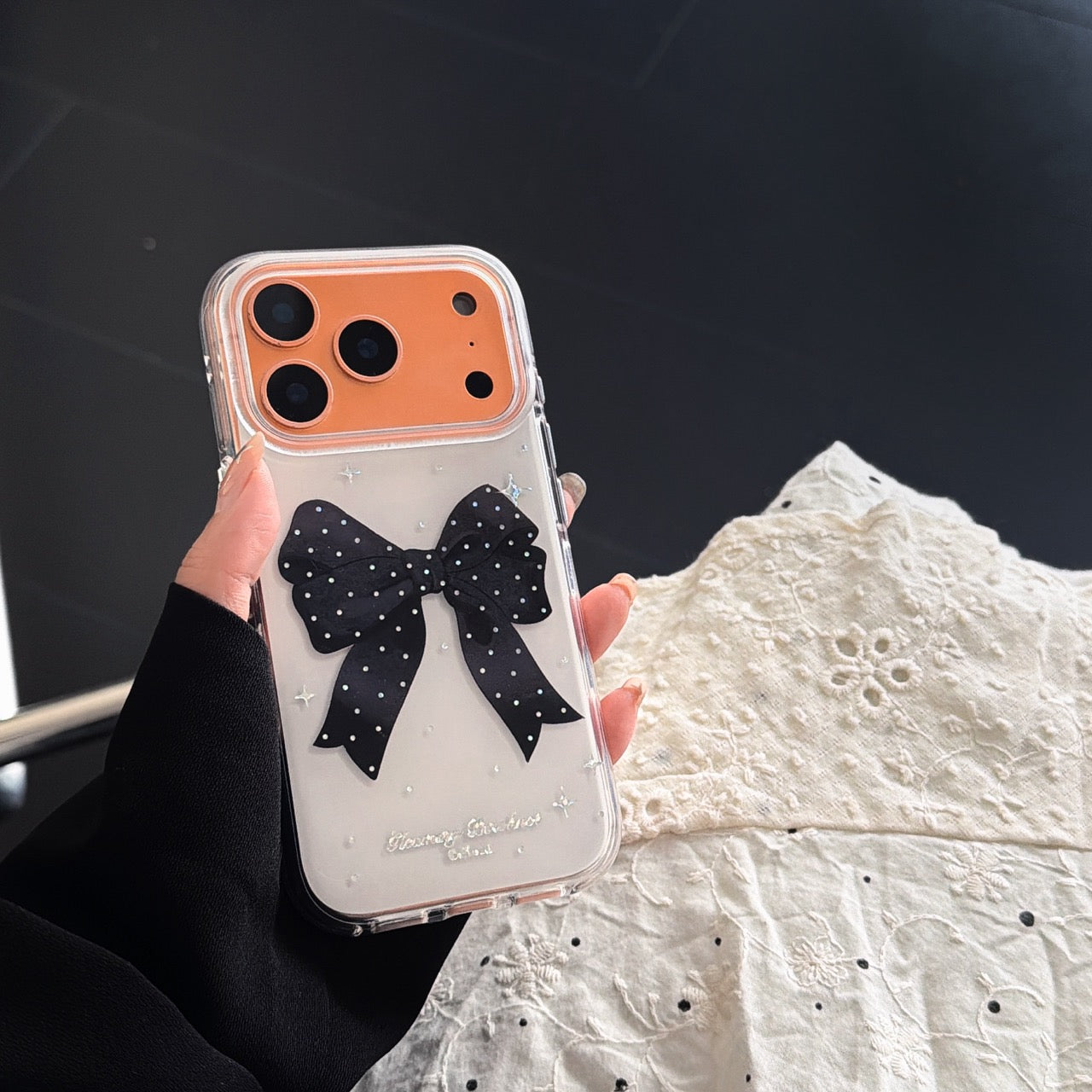 Chic Black Bow & Diamond Gilded Edge Cover | Gothic Lolita Aesthetic