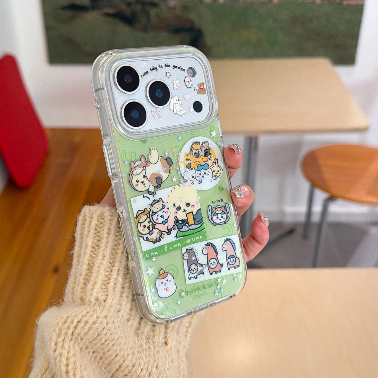 Green Chiikawa Pony Rounded Edge Airbag Apple Phone Case