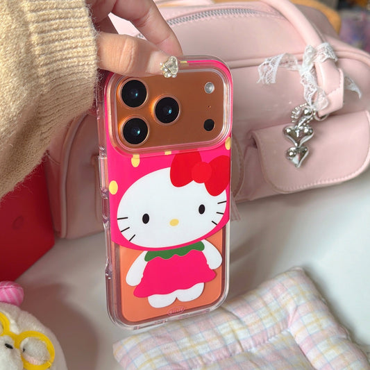 Strawberry Cute Outfit Hello Kitty Phone Case for iPhone 13-17 Pro Max