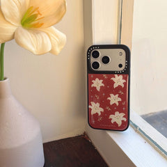 Woody Lily Pearl Gold-plated Black Edge Phone Case