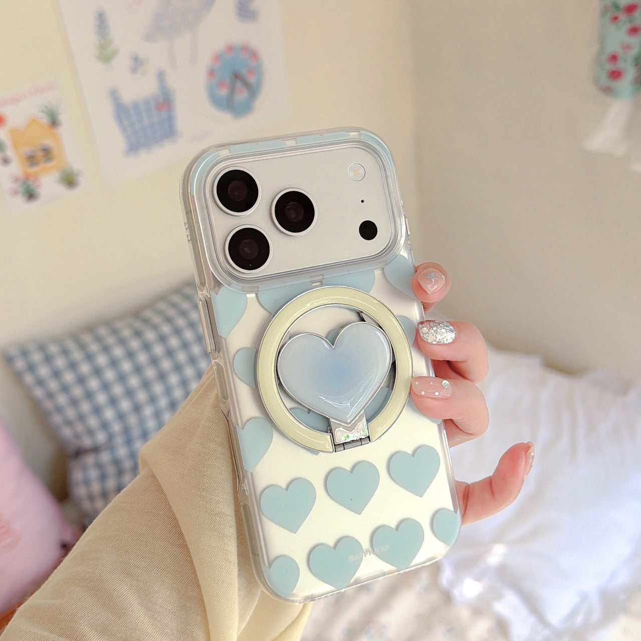 Magnetic Colorful Hearts iPhone Case | Cute Patterned Aesthetic