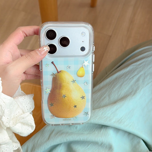 Pastel Plaid Star & Fruit iPhone Case | Preppy Aesthetic Design