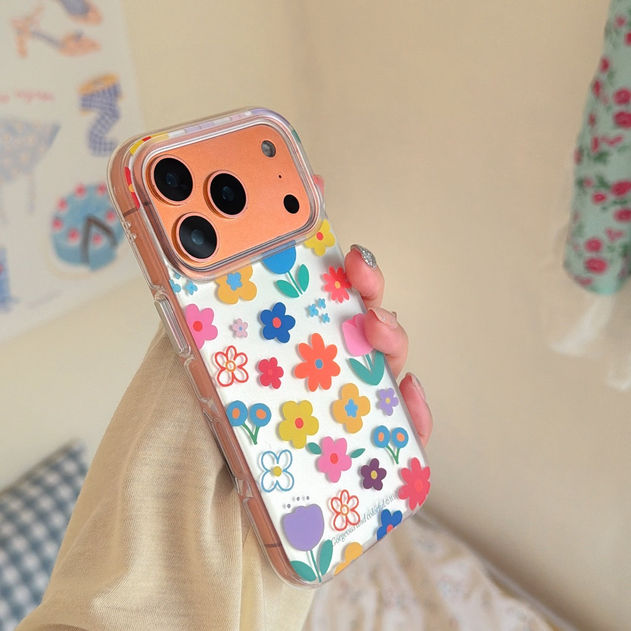 Metallic Silver Floral iPhone Case | Y2K Chrome Aesthetic