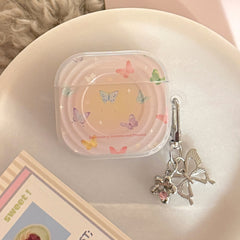 Semi-transparent purple iridescent butterfly pattern wave-shaped earphone cover