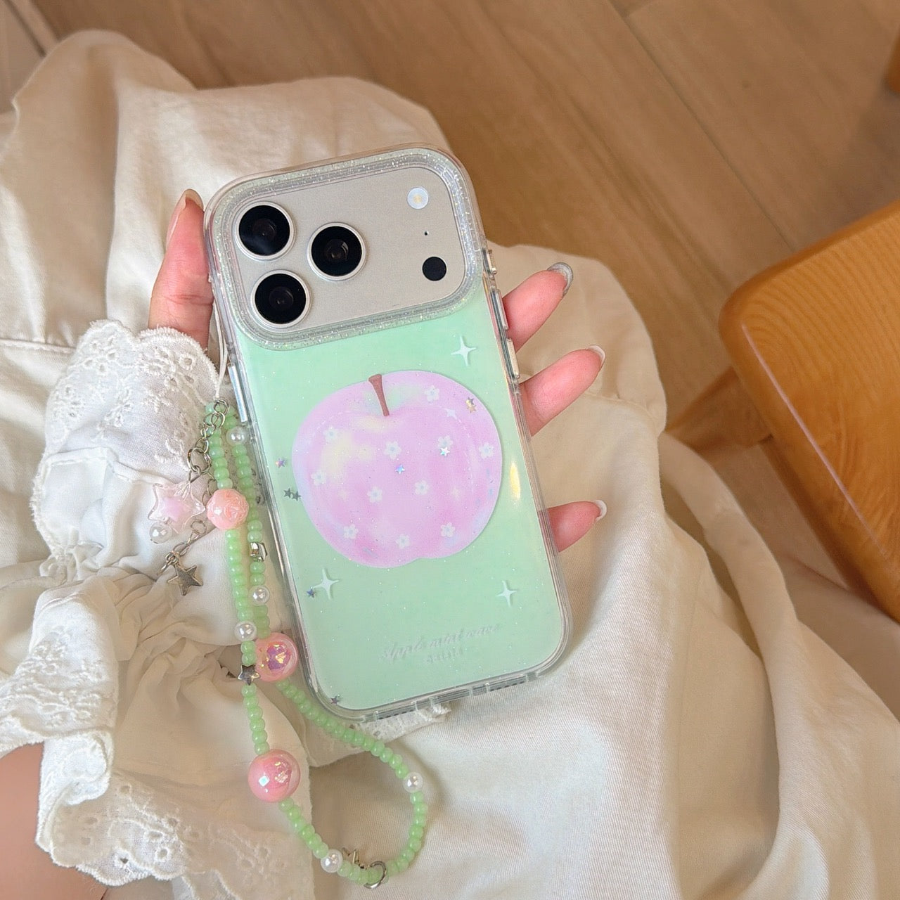 Mint Green & Pastel Pink Apple iPhone Case | Cute Minimalist Design