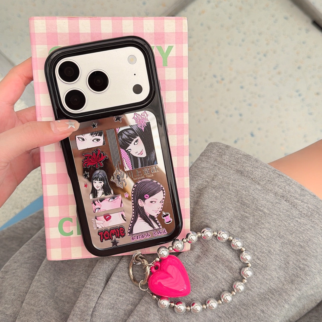 Pink Gothic Tomie Horror Aesthetic Case | Y2K Mirror Space Shell