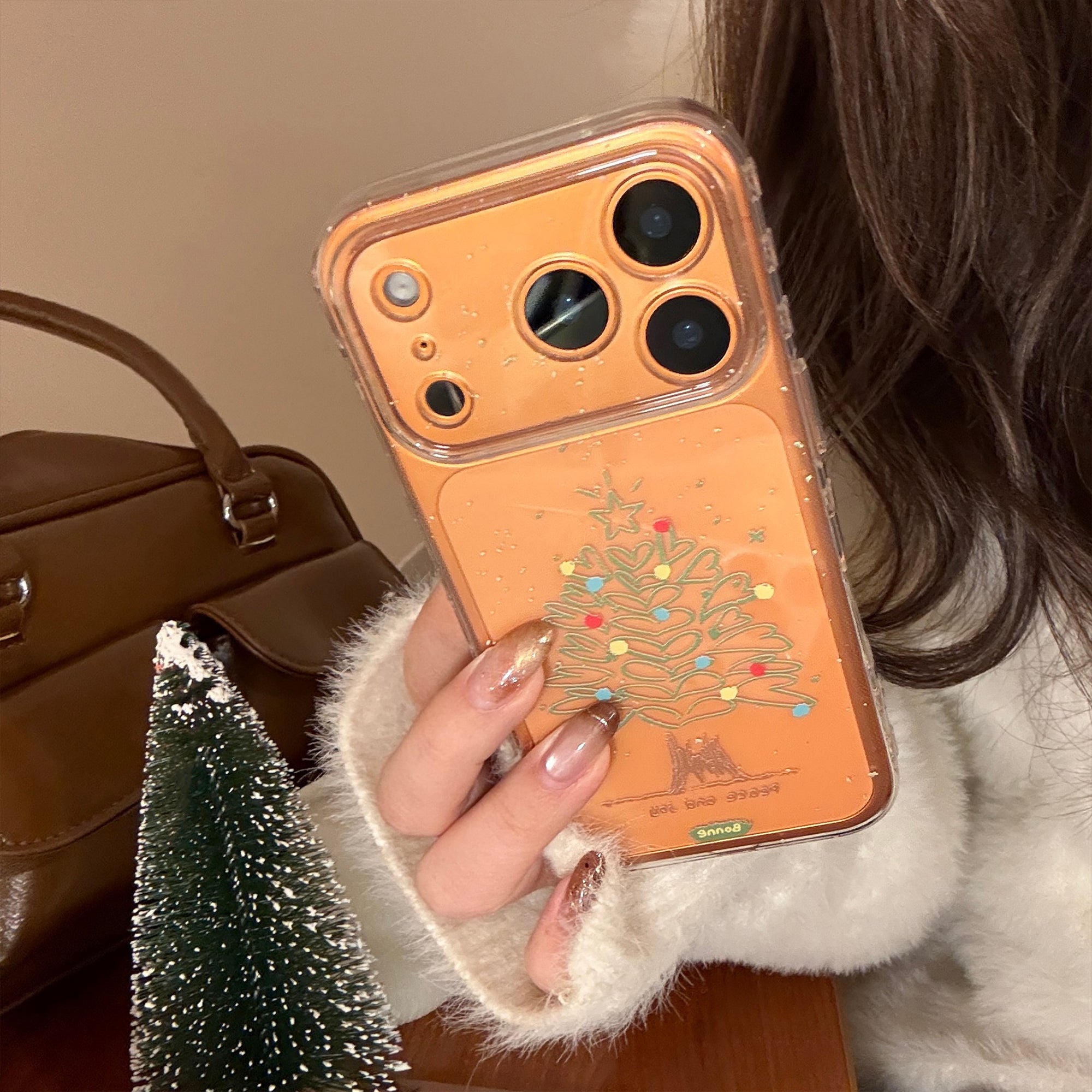 Transparent hand-painted heart tree phone case