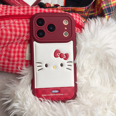 Red Hello Kitty Emoji Phone Case for iPhone 13-17 Pro Max