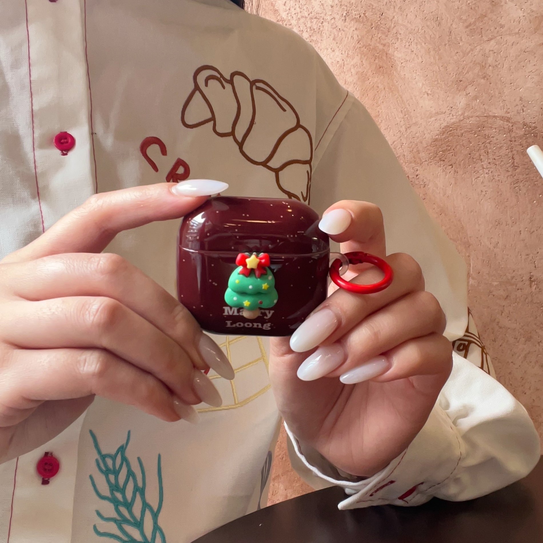 Red splatter ink 3D Christmas tree headphone cover