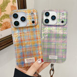 Load image into Gallery viewer, Purple and green checkered phone case with charm