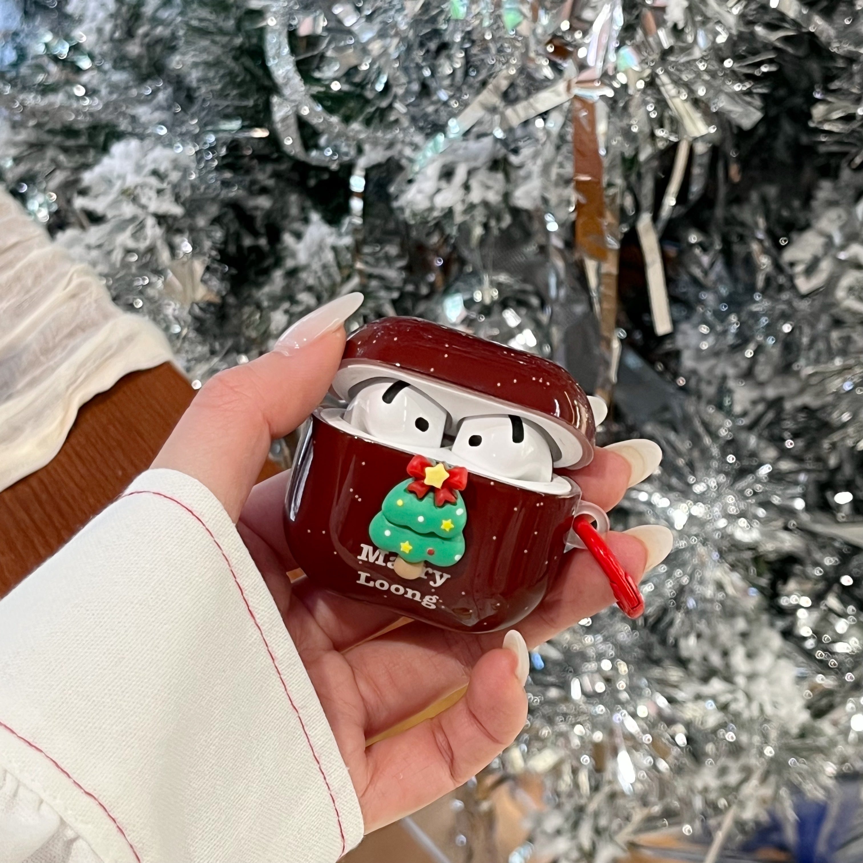 Red splatter ink 3D Christmas tree headphone cover