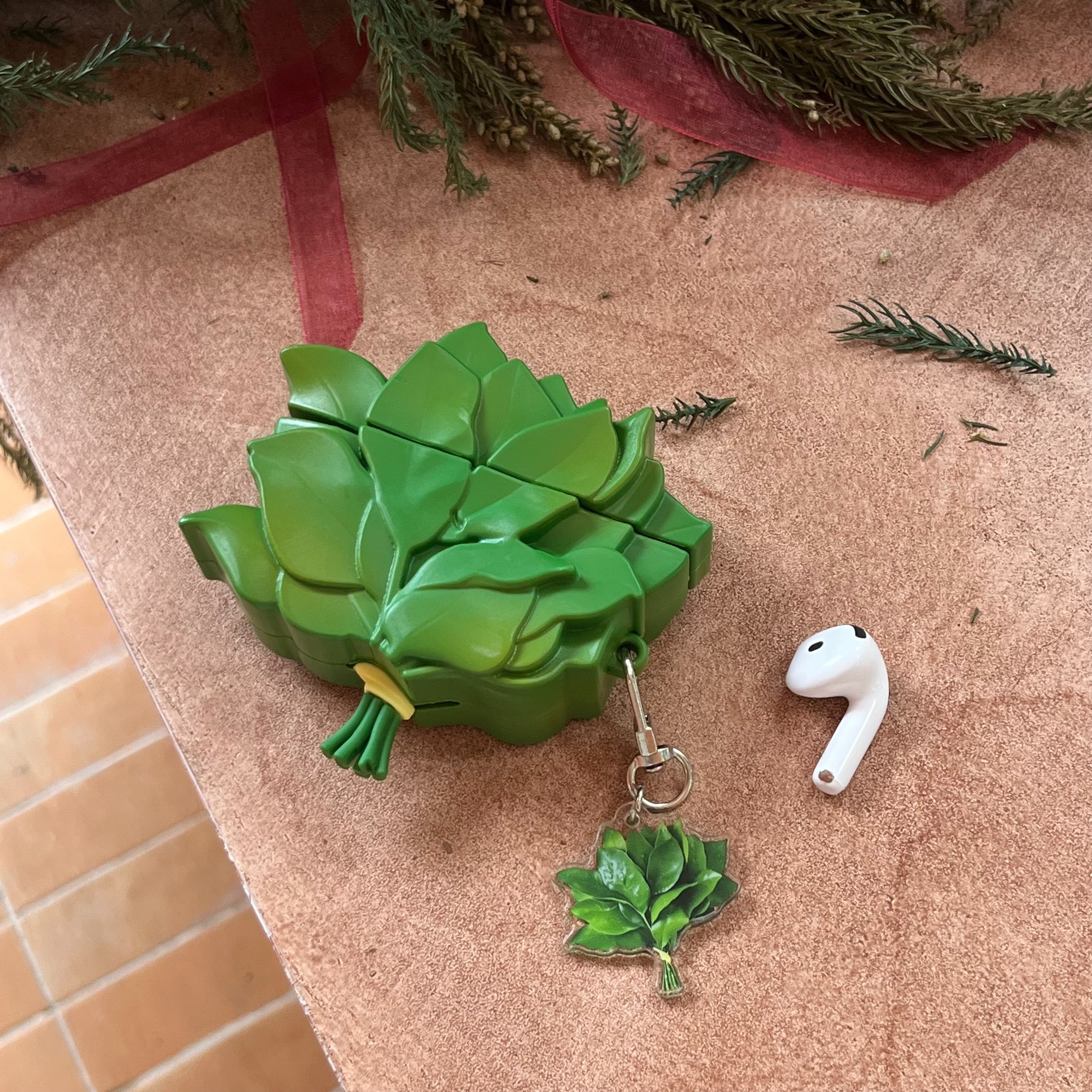 Silicone grapefruit leaf silicone earphone cover