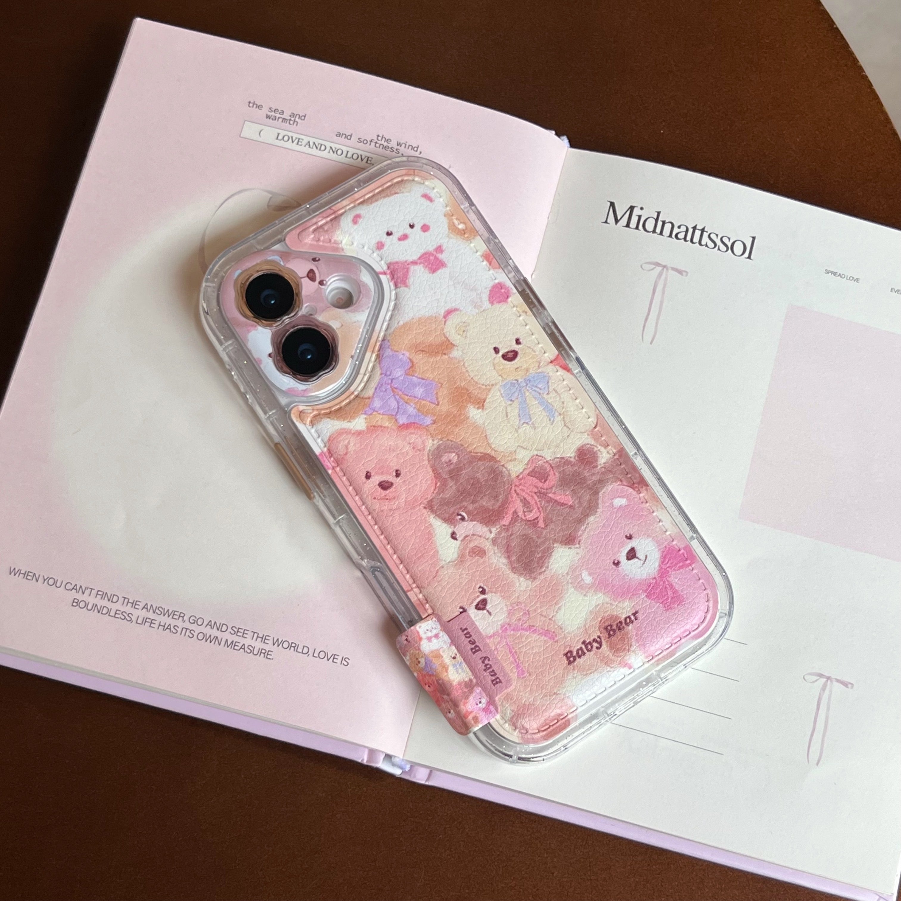Oil painting graffiti 3D bear and flower phone case