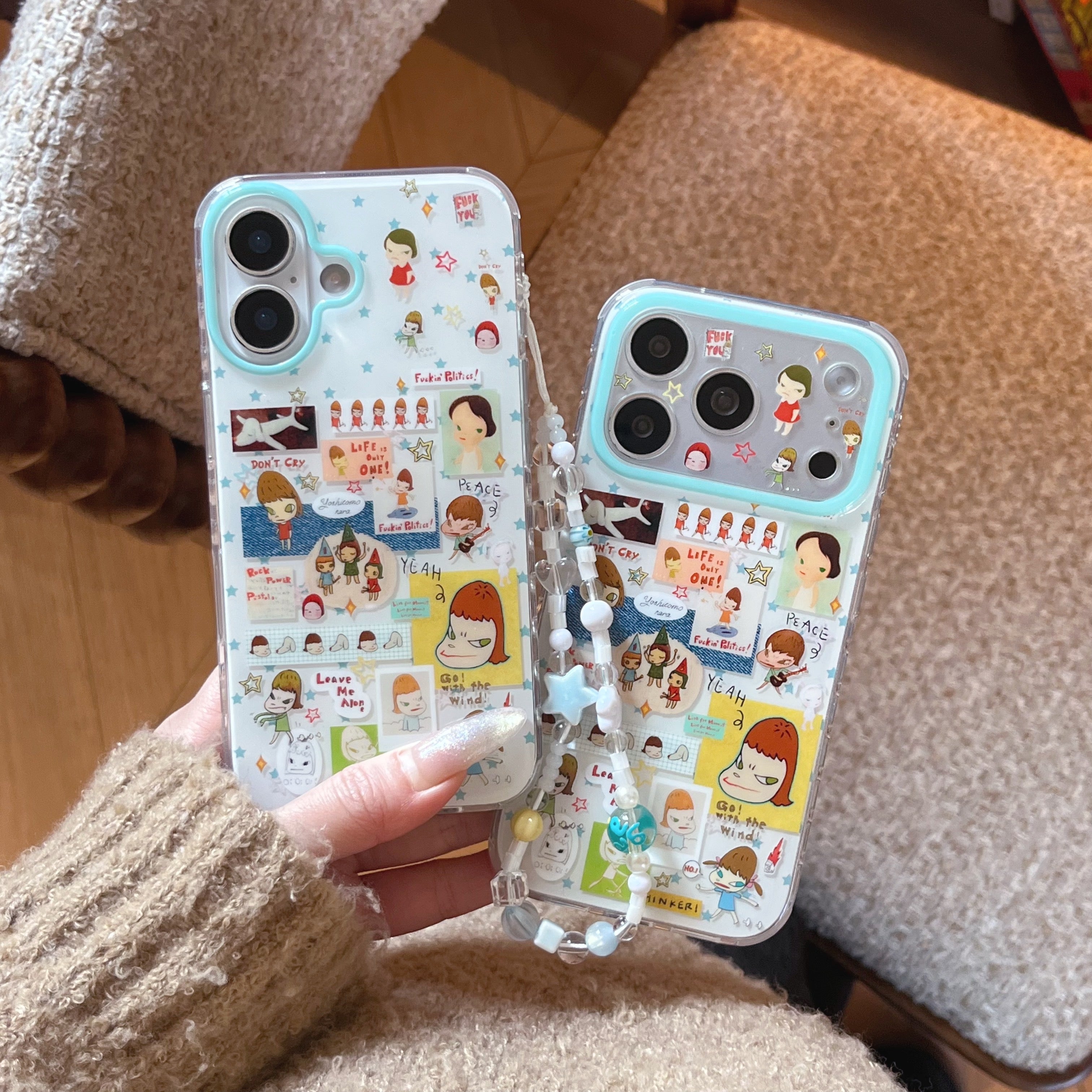 Mint Green Star Yoshitomo Nara Phone Case for iPhone 13-17 Pro Max - ArtCase