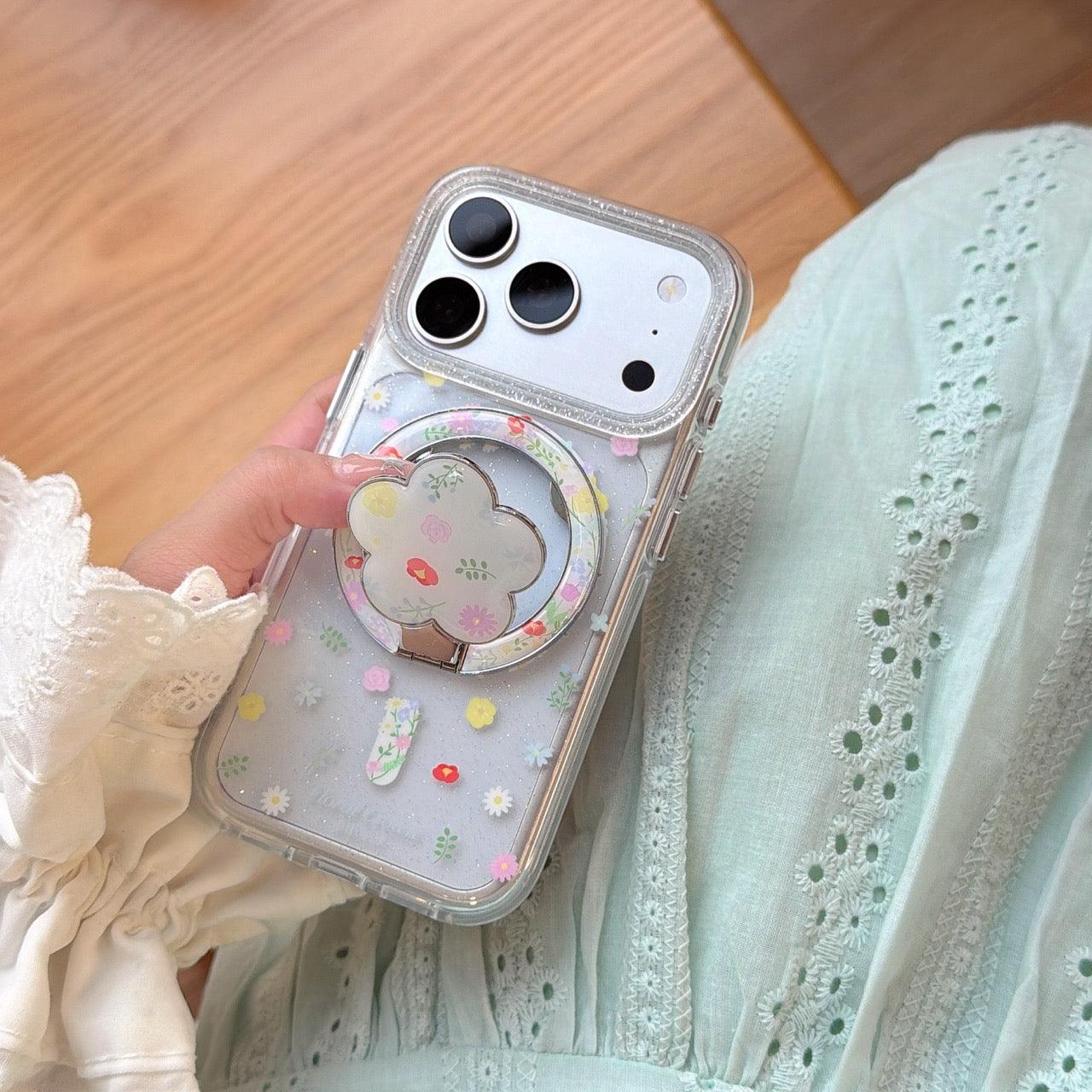 Magnetic Spring Floral Wreath iPhone Case | Romantic Botanical Cover
