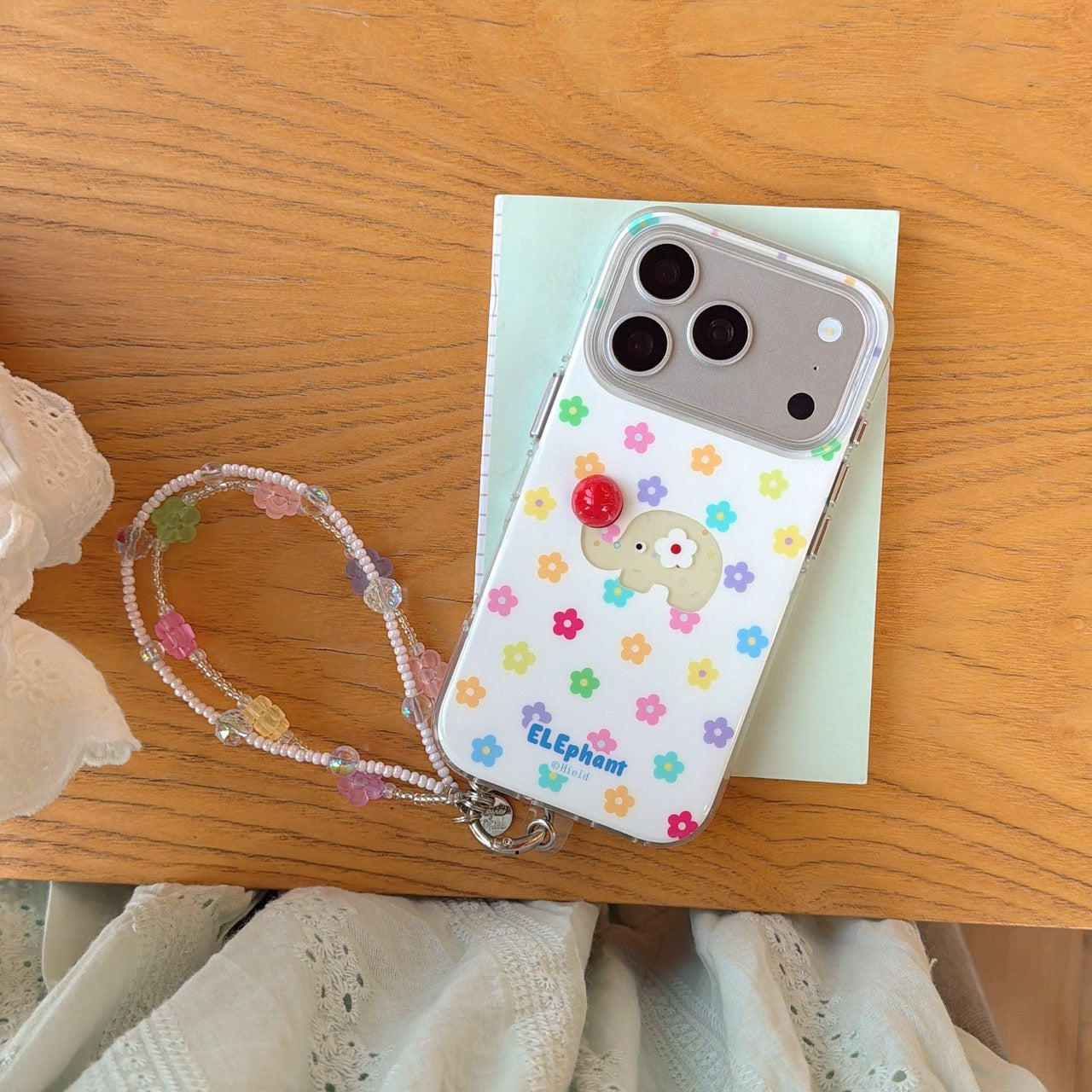 Colorful Floral Red Nose Elephant iPhone Case | Kawaii Animal Art