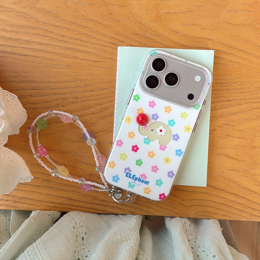 Colorful Floral Red Nose Elephant iPhone Case | Kawaii Animal Art