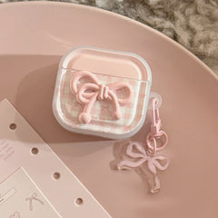 Semi-transparent pink plaid Apple earphone case