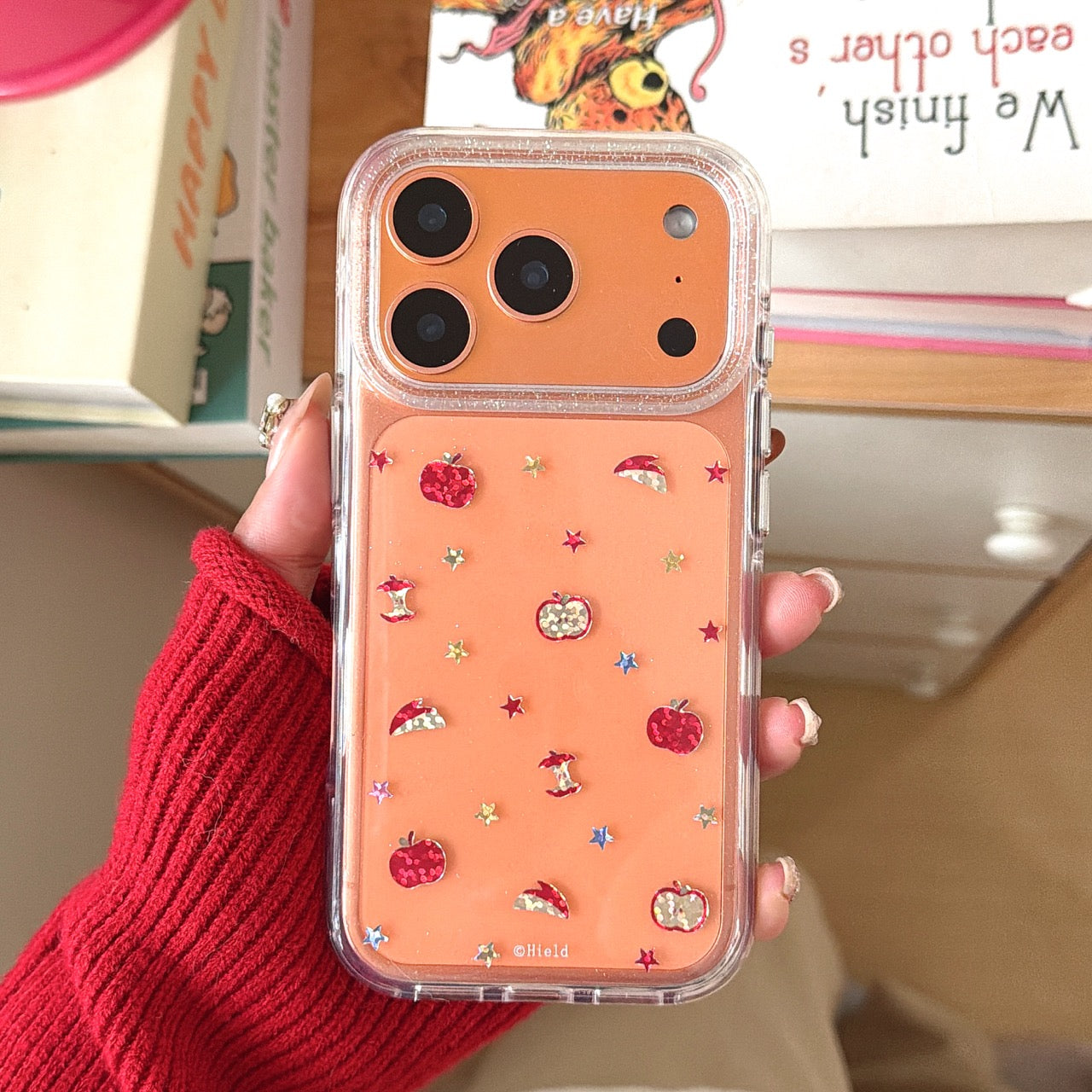 Colorful star pattern multiple Apple logo round-edge iPhone case