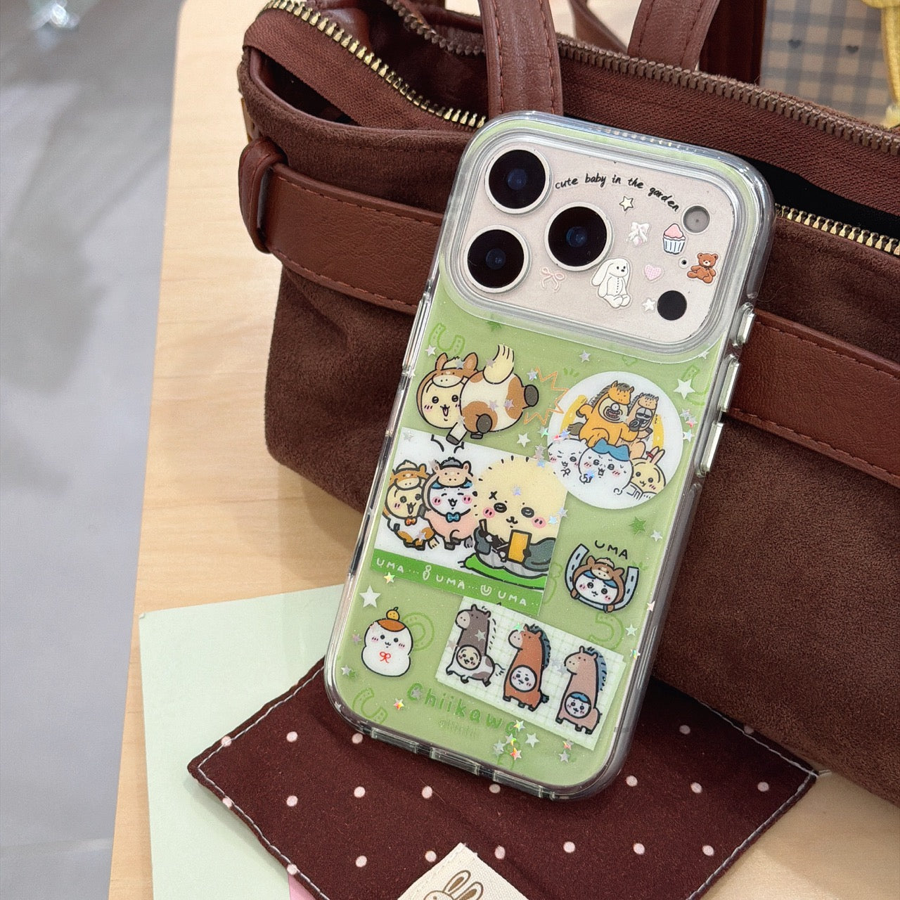 Green Chiikawa Pony Rounded Edge Airbag Apple Phone Case