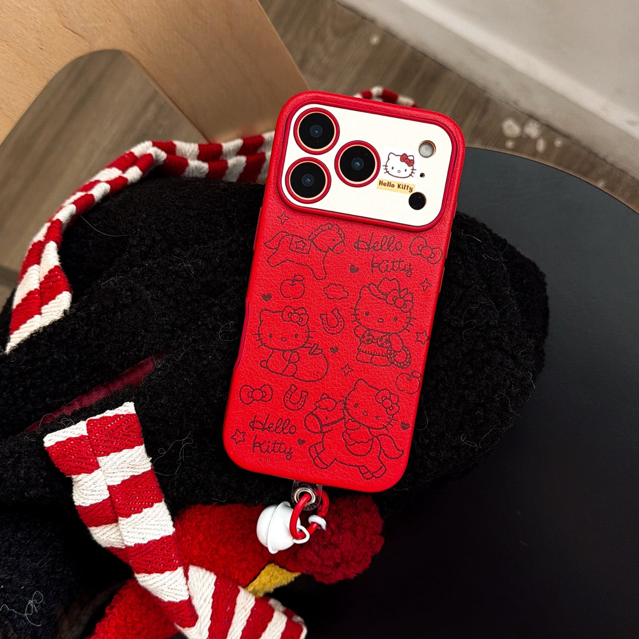 Red Striped Kitty Pony Phone Case for iPhone 14-17 Pro Max - Cute Playful Design - Playfulcase