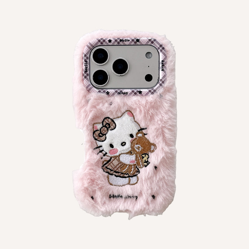 Winter plush kitty phone case