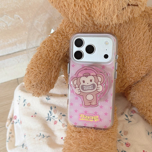 Pink Star Monkey Aesthetic iPhone Case | Y2K Streetwear Style