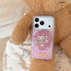 Pink Star Monkey Aesthetic iPhone Case | Y2K Streetwear Style