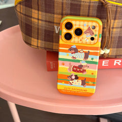 Colorful striped three dachshund phone case