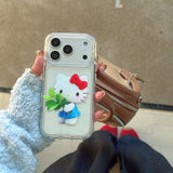 Load image into Gallery viewer, Kitty round-edged airbag double-sided phone case with pomelo leaf design