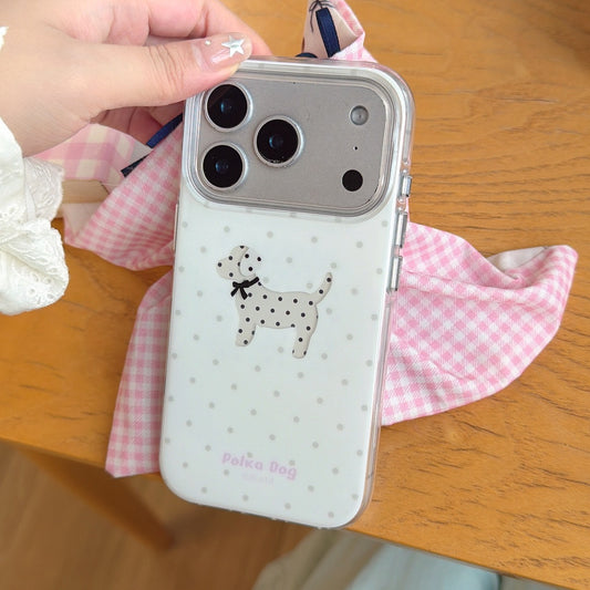 Playful Polka Dot Puppy iPhone Case | Cute Animal IMD Cover