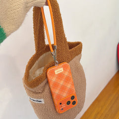 Simple orange diamond pattern large window phone case